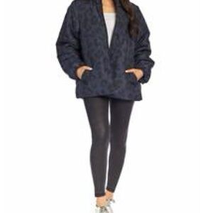 Navy cheetah puffer coat